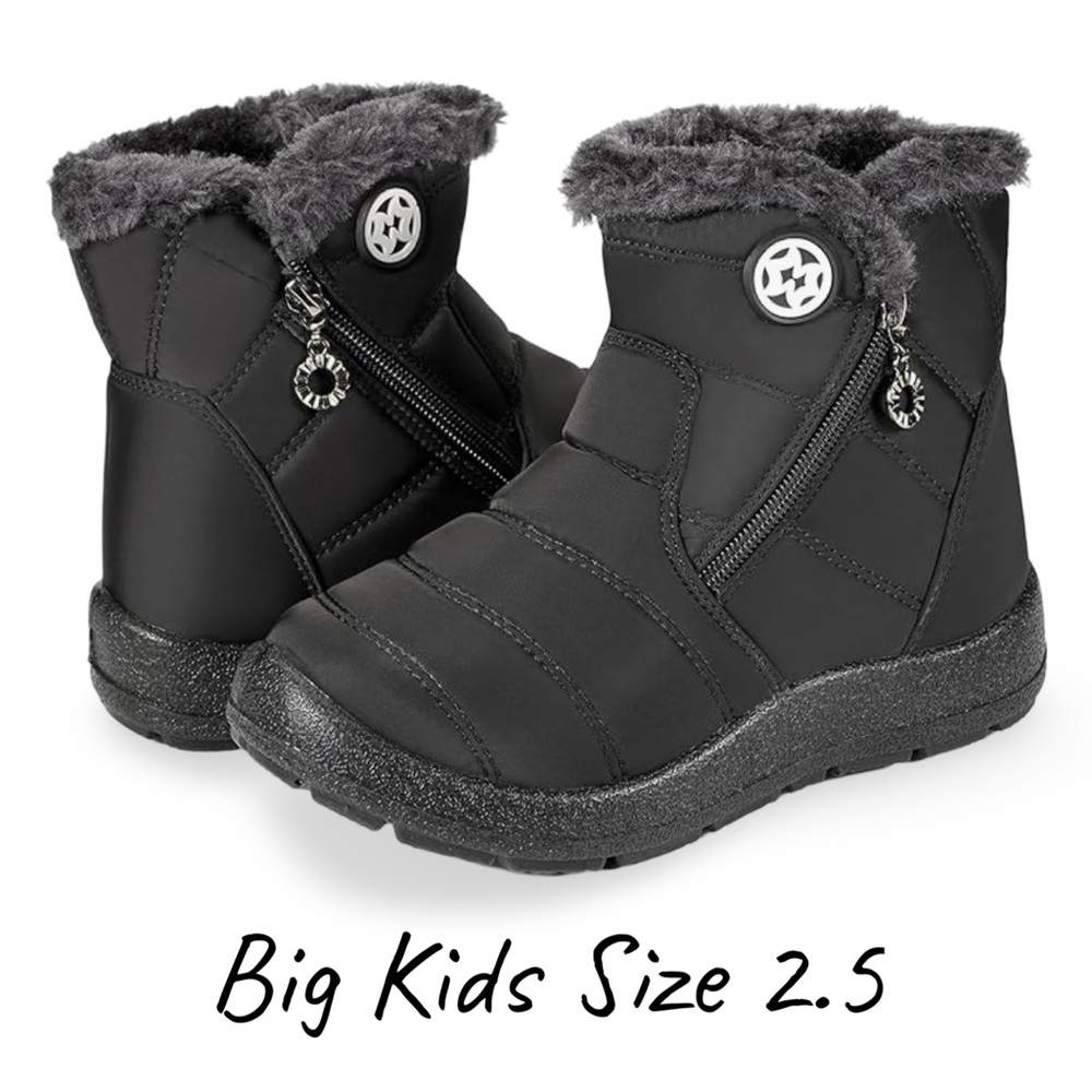 Black Big Kids Winter Boots Size 2.5